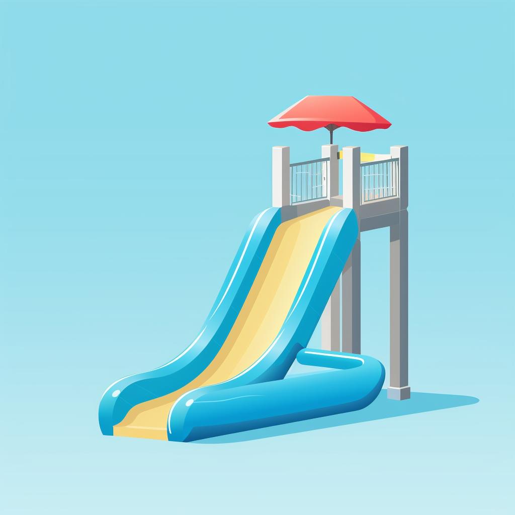 Secured blow up pool slide with stakes