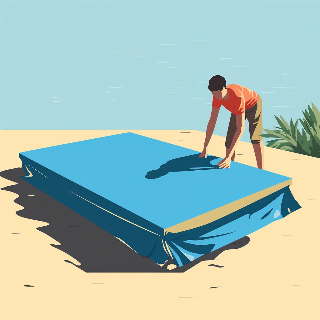 Person removing and folding a pool cover