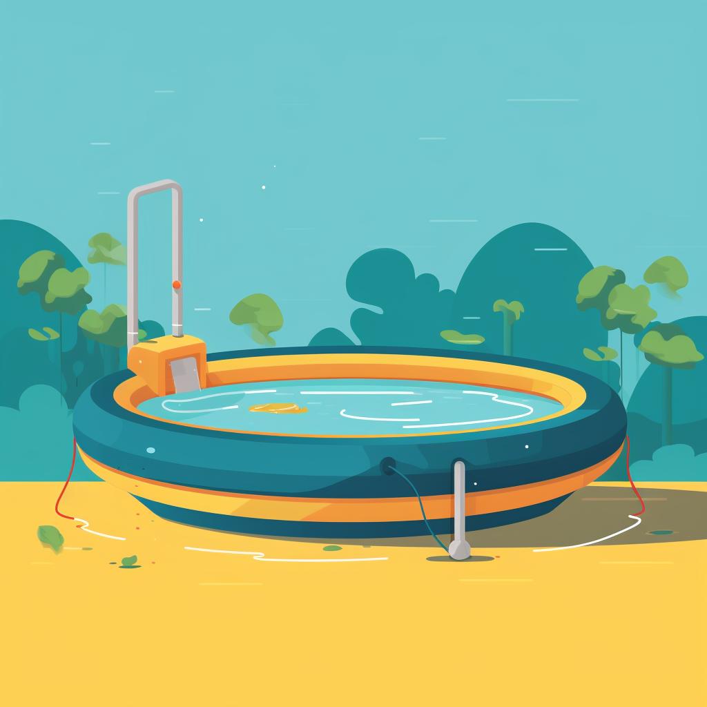 An inflatable pool being drained